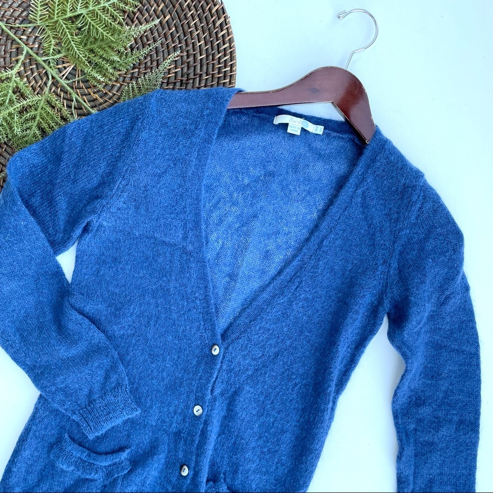 Boden Women’s Cardigan Sweater Blue Mohair Wool Blend Pockets Size 6
